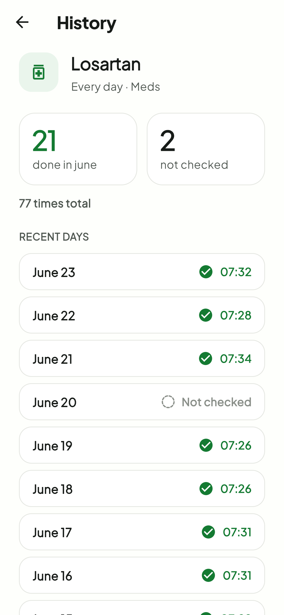 Simple history in Tick